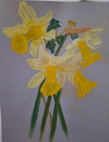Carol, Spring flowers, pastels.